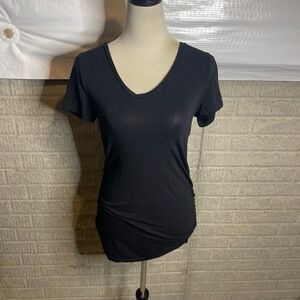 A Pea In‎ The Pod Black Maternity Crewneck Short Sleeve VNeck TShirt Size Medium